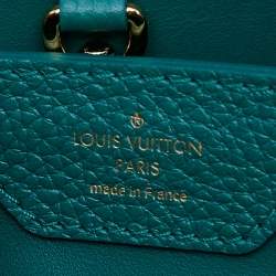 Pre Owned Louis Vuitton Green/Beige Leather And Python Capucines BB Bag