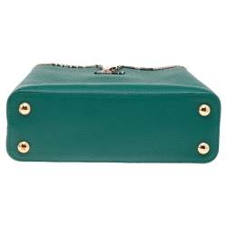 Pre Owned Louis Vuitton Green/Beige Leather And Python Capucines BB Bag