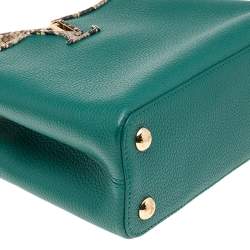 Pre Owned Louis Vuitton Green/Beige Leather And Python Capucines BB Bag