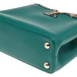 Pre Owned Louis Vuitton Green/Beige Leather And Python Capucines BB Bag