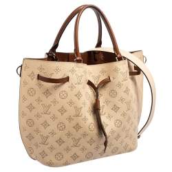 Pre Owned Louis Vuitton Opal Monogram Mahina Leather Girolata Bucket Bag