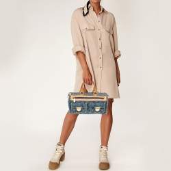 مملوكة مسبقًا حقيبة لوي فيتون نويه سبيدي دينم أزرق مونوغرامي