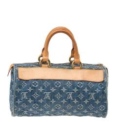 مملوكة مسبقًا حقيبة لوي فيتون نويه سبيدي دينم أزرق مونوغرامي