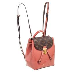 Pre Owned Louis Vuitton Brown/Pink Monogram Canvas And Patent Leather Hot Springs Backpack