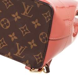 Pre Owned Louis Vuitton Brown/Pink Monogram Canvas And Patent Leather Hot Springs Backpack