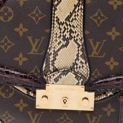 Pre Owned حقيبة لوي فيتون مونوغراميسيم جلد تمساح وجلد ثعبان وقماش مونوغرامي بني