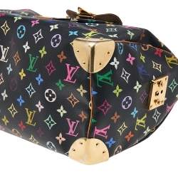 Pre Owned حقيبة لوي فيتون سبيدي 30 جلد وكانفاس أسود بنقشة مونوغرام متعددة الألوان 