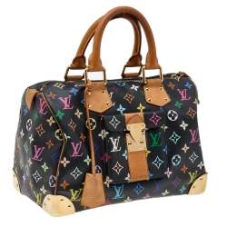 Pre Owned حقيبة لوي فيتون سبيدي 30 جلد وكانفاس أسود بنقشة مونوغرام متعددة الألوان 