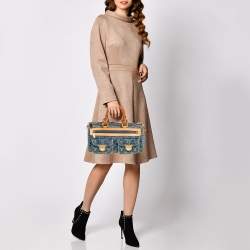 مملوكة مسبقًا حقيبة لوي فيتون نيو سبيدي جلد ودنيم مونوغرامي أزرق 