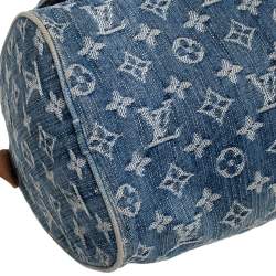 مملوكة مسبقًا حقيبة لوي فيتون نيو سبيدي جلد ودنيم مونوغرامي أزرق 