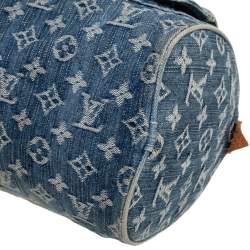 مملوكة مسبقًا حقيبة لوي فيتون نيو سبيدي جلد ودنيم مونوغرامي أزرق 