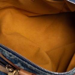 مملوكة مسبقًا حقيبة لوي فيتون نيو سبيدي جلد ودنيم مونوغرامي أزرق 