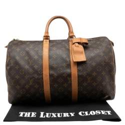 Pre Owned Louis Vuitton Monogram Canvas and Leather Keepall 45 Bag