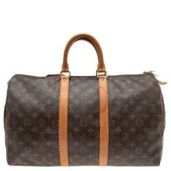 Pre Owned Louis Vuitton Monogram Canvas and Leather Keepall 45 Bag