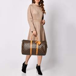Pre Owned Louis Vuitton Monogram Canvas and Leather Keepall 45 Bag