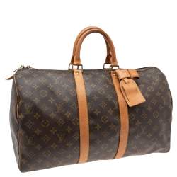 Pre Owned Louis Vuitton Monogram Canvas and Leather Keepall 45 Bag