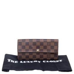 Pre Owned Louis Vuitton Damier Ebene Canvas Sarah Wallet