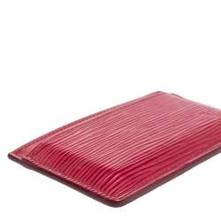 Pre Owned Louis Vuitton Pondichery Pink Epi Leather Card Holder