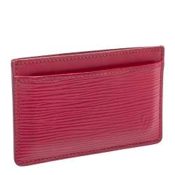 Pre Owned Louis Vuitton Pondichery Pink Epi Leather Card Holder