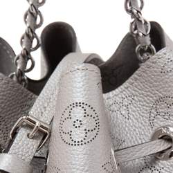 Pre Owned Louis Vuitton Gris Souris Monogram Mahina Leather Bella Bucket Bag
