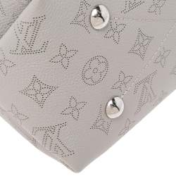 Pre Owned Louis Vuitton Gris Souris Monogram Mahina Leather Bella Bucket Bag