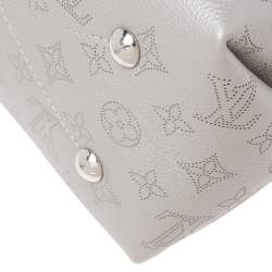 Pre Owned Louis Vuitton Gris Souris Monogram Mahina Leather Bella Bucket Bag