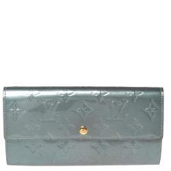 Pre Owned Louis Vuitton Givre Monogram Vernis Sarah Wallet