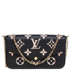 مملوكة مسبقًا حقيبة لوي فيتون فليسي بوشيت جلد بيج/أسود