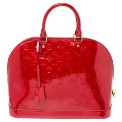 Pre Owned Louis Vuitton Pomme D'Amour Monogram Vernis GM Alma Bag