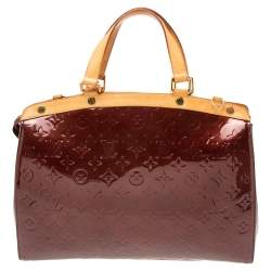 Pre Owned Louis Vuitton Rouge Fauviste Monogram Vernis Brea GM Tote