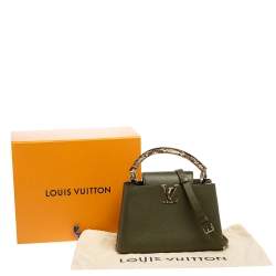 مملوكة مسبقًا Louis Vuitton Khaki Green Taurillon Leather and Python Capucines PM Bag