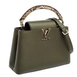 مملوكة مسبقًا Louis Vuitton Khaki Green Taurillon Leather and Python Capucines PM Bag