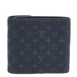 مملوكة مسبقًا محفظة لوي فيتون كانفاس ميني لين أزرق كحلي مونوغرامي مضغوطة