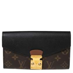 Pre Owned Louis Vuitton Black Monogram Canvas And Leather Pallas Wallet