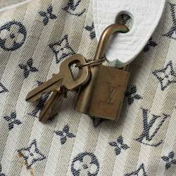 Pre Owned Louis Vuitton White/Blue Monogram Mini Lin Croisette Speedy 30