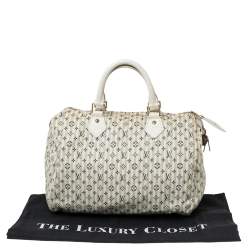 Pre Owned Louis Vuitton White/Blue Monogram Mini Lin Croisette Speedy 30