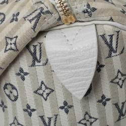 Pre Owned Louis Vuitton White/Blue Monogram Mini Lin Croisette Speedy 30