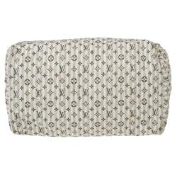 Pre Owned Louis Vuitton White/Blue Monogram Mini Lin Croisette Speedy 30