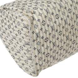 Pre Owned Louis Vuitton White/Blue Monogram Mini Lin Croisette Speedy 30