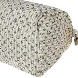 Pre Owned Louis Vuitton White/Blue Monogram Mini Lin Croisette Speedy 30