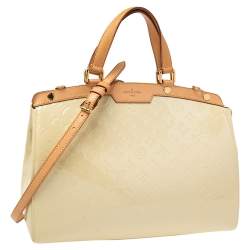 Pre Owned Louis Vuitton Blanc Corail Monogram Vernis Brea GM Bag