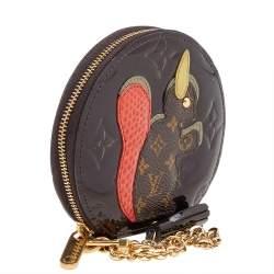 مملوكة مسبقًا محفظة معدنية مستديرة لوي فيتون أنيمانا إيكرويل سكويرل مونوغرامي عنابي