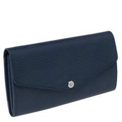 مملوكة مسبقًا محفظة لوي فيتون سارا جلد ايبي زرقاء داكنة