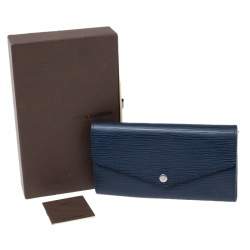 مملوكة مسبقًا محفظة لوي فيتون سارا جلد ايبي زرقاء داكنة