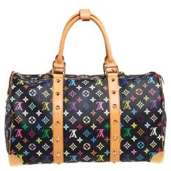 Pre Owned Louis Vuitton Black/Multicolor Monogram Canvas Keepall 45 Bag