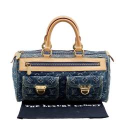 Pre Owned حقيبة لوي فيتون نيو سبيدي دينم أزرق مونوغرامي