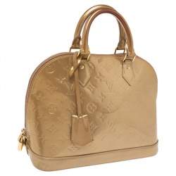 Pre Owned Louis Vuitton Vert Olive Monogram Vernis Alma PM Bag