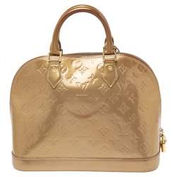 Pre Owned Louis Vuitton Vert Olive Monogram Vernis Alma PM Bag