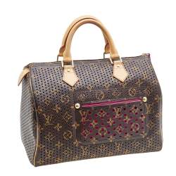 Pre Owned Louis Vuitton Fuchsia Monogram Perforated Canvas Limited Edition Speedy 30 Bag