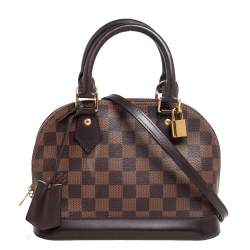 Louis Vuitton, Bags, Custom Classic Brown Monogram Louis Vuitton Alma Red  Top Handle Bag Purse